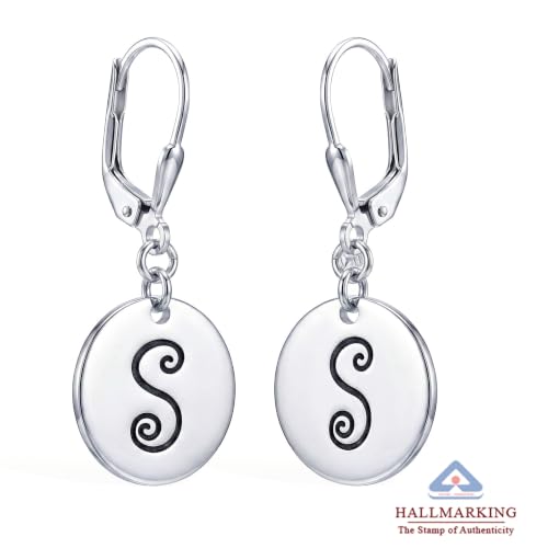 Image of TRUESILVER ACPL 925 Sterling Silver Personalized Earrings for Women | Customized Name Initial Earrings for Womens | Gift for Birthday Anniversary Wedding