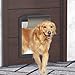 PATAPLUS Dog Door for Large Dogs and Pets, Strong Plastic Doggy and L arge Dog Door with Sliding Lock Panel and Magnetic Soft Flap(Black, Large)