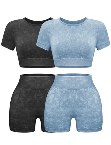 Image of OLCHEE Workout Set for Women 2 Piece Seamless Yoga Leggings and Cross Strap Sports Bra