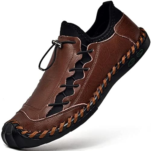 Image of LZDZN Mens Casual Shoes for Men's Leather Loafers Boat Dress Driving Men Black Brown Yellow White Big Size Wide Summer Breathable Fashion Walking Work Office Business Male Handmade