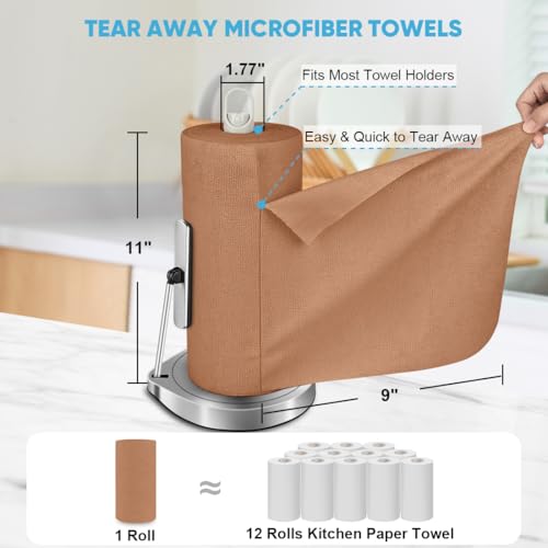 Image of AIDEA Microfiber Cleaning Cloth-165 Sheets 3 Roll,Cleaning Rags 11x9 inch Brown