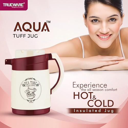 Image of Trueware Aqua Jug Insulated Flask - 750 Ml | Insulated Tea Pot Kettle Inner Steel Outer Plastic | Hot & Cold | Food Grade Plastic | Lightweight BPA-Free | Wide Mouth Design | Ideal for Office, Travel