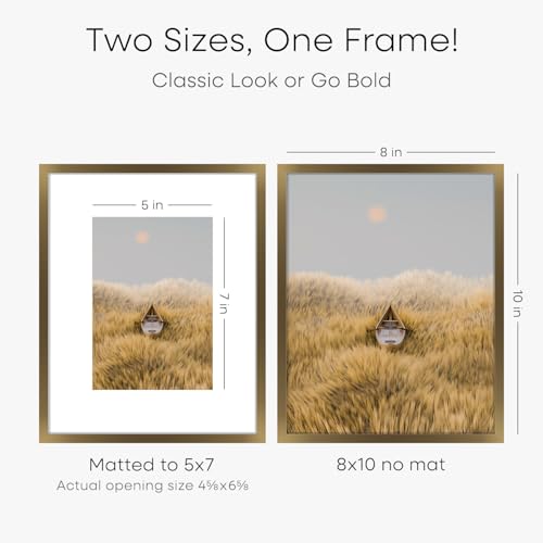 Image of Homeforia Bronze Picture Frames 8x10, High End Metal 8 x 10 Photo Frame with Mat 5 x 7 Art, 10x8 Brass Frame Matted to 5x7 inch Print, 8by10 Wall or Tabletop Frames, Tempered Glass, Wall Kit, Set of 4