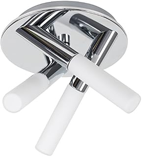 MiniSun Modern IP44 Rated 3 Way Cross Over Polished Chrome Flush Ceiling Light Fitting with Frosted Glass Shades - Complete with 3w LED G9 Bulbs [6500K Cool White]