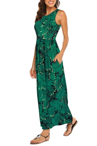 Image of Hount Women's Summer Sleeveless Striped Flowy Casual Long Maxi Dress with Pockets