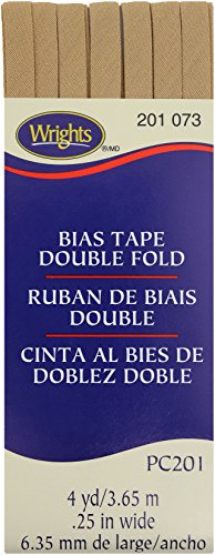 Wrights Tan Double Fold Bias Tape 1/4" X4Yd #TOP9