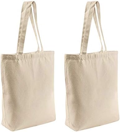 Canvas Tote Bags,2 Pcs Tote Bags Multi-Purpose Reusable Blank Canvas Bags Use For Grocery Bags,Shopping Bags,DIY Gift Bags