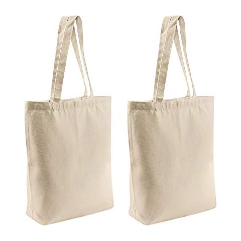 2 Pcs Tote Bags Multi-Purpose Reusable Blank Canvas Bags Use For Grocery Shopping Bags,DIY Gift Bags Cover