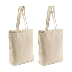 Canvas Tote Bags,2 Pcs Tote Bags Multi-Purpose Reusable Blank Canvas Bags Use For Grocery Bags,Shopping Bags,DIY Gift Bags