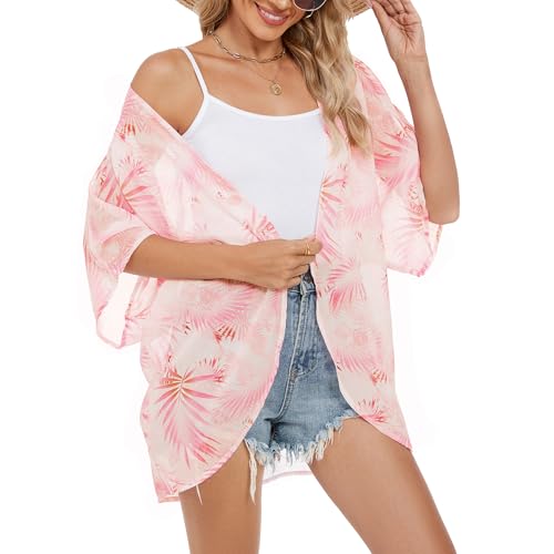 Zando Short Sleeve Kimono Cardigans Floral Kimono Cover Ups Womens Casual Shawl Cardigan Loose Open Front Kimono Tops3