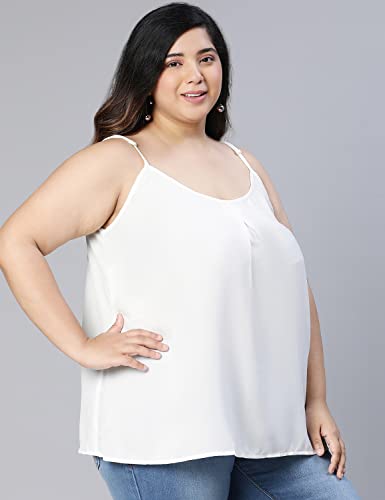 Image of oxolloxo Women Plus Size Solid Shoulder Strap Polyester Top