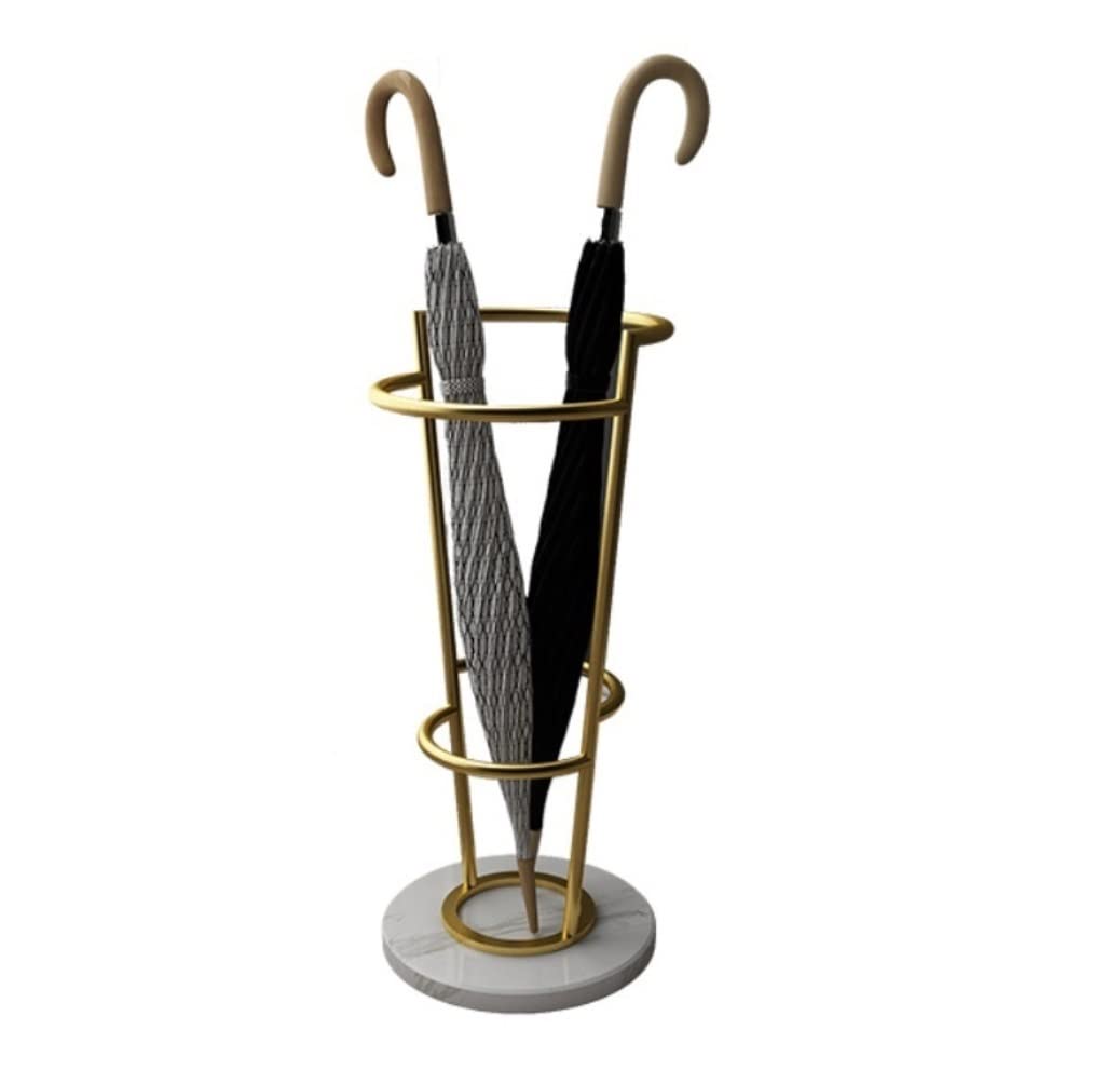 FCXWEVR Metal Umbrella Holder with Marble Base Free Standing Rack for Umbrella Walking Sticks in Entryway or Hallway (Gold+White)