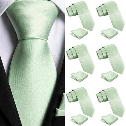 Image of Tie and Pocket Square Men Necktie | Satin Tie for Men, Wedding Groom Groomsmen Gift, Formal Neckties with Matching Handkerchief, Business Party Accessories