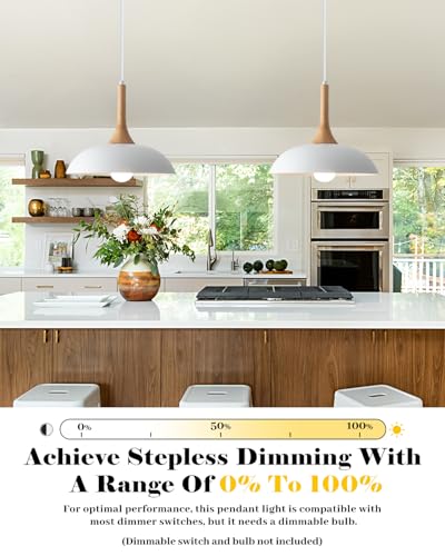 White Modern Dome Pendant Lights 13.8 inch - Image 3