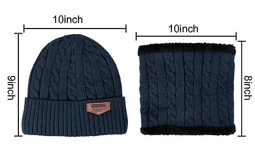 Image of Loritta Winter Hats for Men, 3 PCS Fleece Beanie Scarf Gloves Set