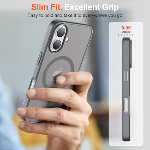 Image of SUPFINE Magnetic for iPhone 17 Case (Compatible with MagSafe)(Military Grade Drop Protection) Translucent Matte Shockproof with Anti-Fingerprint Phone Cover 2025,Gray