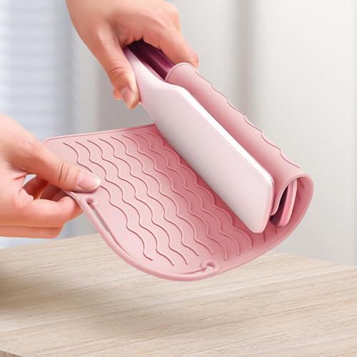 Silicone Heat Resistant Mat Sleeve, Hot Hair Tools Protective Pad, Portable Travel Heat Proof Case for Curling Iron, Hair Straightener, Pink miniatura 1
