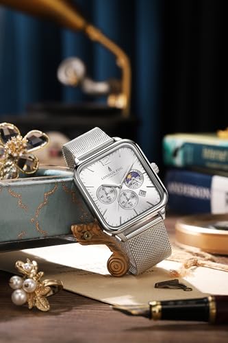 Image of London Fog Hampstead Collection Chronograph Watch for Men with Square Dial, Luminous Hands & Hour Markers, Date Display & Mesh Metal Strap - LFM10007