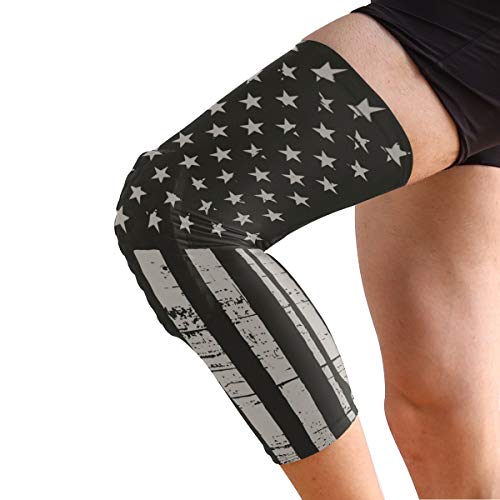 Anyangquji Police Thin Blue Line Flag Kneepads Sport Protector Compression One Piece Anti-Slip Knee Brace For Men&Women (1 Pair) #TOP1