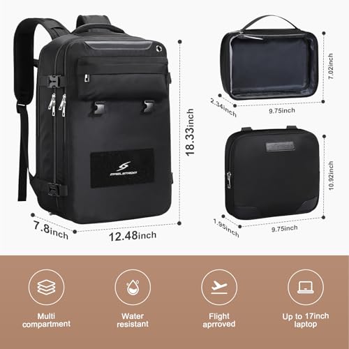 Image of Maelstrom Travel Backpack for Women Men,30L Laptop Backpack Fits 17-Inch Laptop,Carry On Backpack for Airplanes with Crossbody Bag&Shoe Compartment&Toiletry Bag (Black With Toiletry Bag, Large)