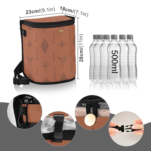 Image of Western Bull Boho Car Trash Can with Lid Leak Proof Car Trash Bag Waterproof Trash Bin Hanging for Minivan SUV Truck