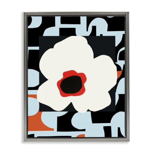 Retro Floral Geometric Petals, 16 x 20 Inch Canvas in Floater Frame