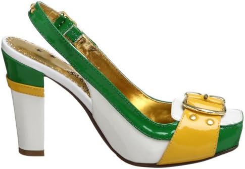 Naughty Monkey Women's Open Talk Pump,White/Green,7 M | Image 5