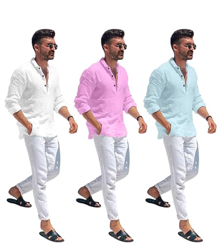 Image of Combo of Men Solid Cotton Blend Straight Kurta Shirt Pack of 2