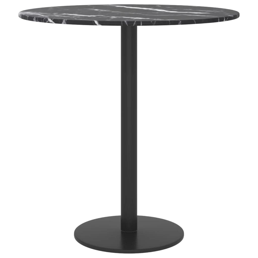 vidaXL Tablero de Mesa Vidrio Templado Diseño Mármol Muebles Mobiliario Repuesto Superficie Comrdor Jardín Patio Terraza Negro Ø40x0,8 cm