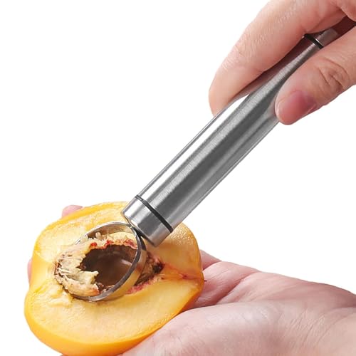 Professional Peaches Corer - Heavy Duty Stainless Steel Fruit Pitter Remover | Multipurpose Seed Remover Tool | for Peaches, Pears, Plums & Nectarines, Easy Clean Design