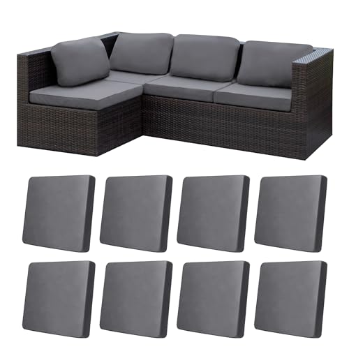 Image of BIETYONE 8Pcs Stretch Patio Cushion Covers,Outdoor Couch Covers Replacement,Outdoor Couch & Sofa Slipcovers,for Patio Furniture Cushion Covers,Washable Reusable Furniture Protector (Gray, Cover Only)