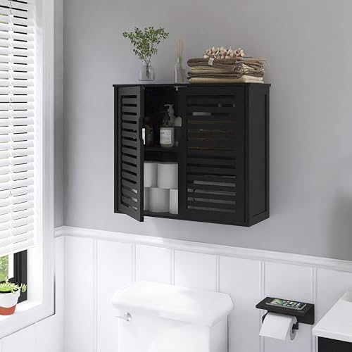 Hitnetblackbathroomstoragecabinethangingmedicinecabinetwithadjustableshelfbamboooverthetoiletwallmountedspacesaverorganizerdoubledoors  Urban Country Home Decor Hitnet black bathroom storage cabinet hanging medicine cabinet with adjustable shelf bamboo over the toilet wall mounted space saver organizer double doors  urban country home decor