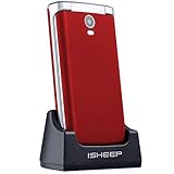 isheep E9 GSM/2G Teléfono móvil con Tapa para Personas Mayores Teclas Grandes Pantalla de 2,8 Pulgadas con botón SOS (Rojo)