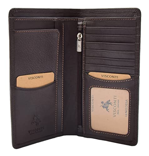 Portefeuille vertical en cuir véritable marron Hol120 pour homme élégant