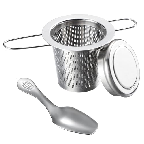 茶こし 茶漉しステンレス製 蓋付き 茶さじ付き 折り畳み取っ手デザイン