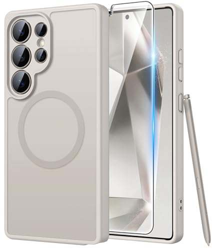 Image of FNTCASE for Samsung Galaxy S24 Ultra Case: [Fit for Magsafe] [Full Camera Protection] Translucent Matte Cases with [Screen Protector] Military Grade Shockproof Protective Phone Cover