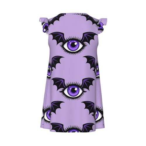 Augenstern Flutter Sleeve Nightgown Pajama Gown Cartoon Evil Eye Easy Pull-On Sleepwear Nightdress2