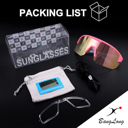 Image of BangLong Polarized Sports Sunglasses for Men Women UV400 Protection | TAC HD Lens, RX Insert Included, Lightweight Wrap-Around Design for Running Cycling Baseball Hiking