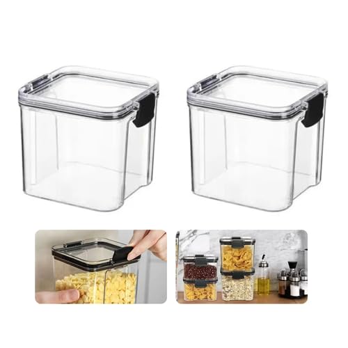 Kit 2 Potes Acrílico Herméticos Com Tampa 1 Litro Mantimento