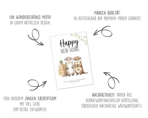 Edition Seidel Premium Einzugskarte Glückwunschkarte zum neuen Heim mit Umschlag. Grußkarte Klappkarte Karte Spruch Freunde Viel Glück Hausbau Umzug Happy New Home Einzug (NH125 SW026)