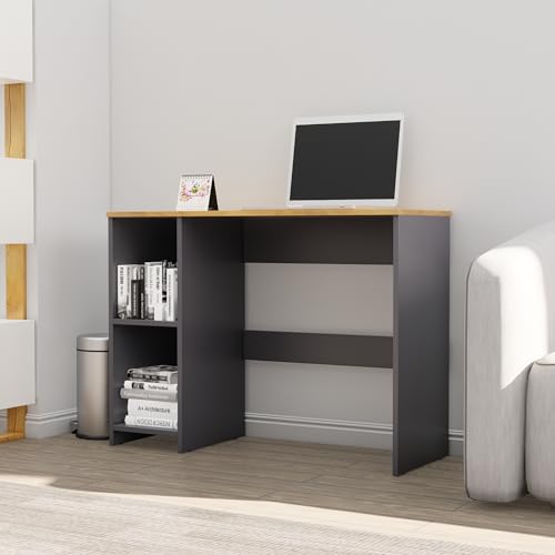 Image of Bniture Wooden Study Table for Home | Engineered Wood Study Table with 2 Storage Shelf | Multi Purpose Computer Desk for Writing & Study | Laptop Table for Study Room & Office, Slate Grey & Giant Wood
