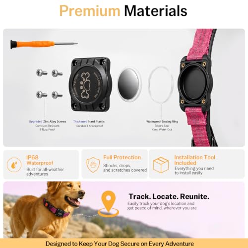 Image of Geamen Waterproof Dog Collar QR Code Reflective Collar HotPink XL