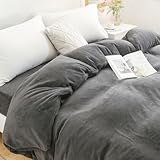 掛け布団カバー シングル 冬 あったか 発熱 極細マイクロファイバー 静電気抑制 厚手 起毛 もこもこ 毛布カバー 全開ファスナー ヒモ8ヶ所付 羽毛布団カバー 通気速乾 ふわふわ 柔らかい 冬用ふとんカバー 毛抜けにくい フランネル 抗菌防ダニ (150*210cm, グレー)