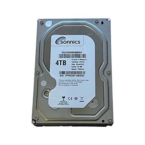 Sonnics Disco duro SATA de 3.5 pulgadas, 7200 rpm, para ordenador de sobremesa, almacenamiento de vigilancia, cámara CCTV, sistema DVR (4 TB)