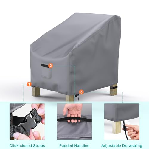 Image of 2 Pack Outdoor Patio Chair Covers Waterproof 36 inchWx37 inchDx36 inchH, Gray