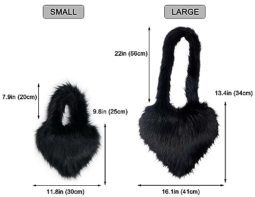 Image of Rejolly Heart Shaped Furry Purse for Women Soft Shoulder Bag Fluffy Faux Fur Trendy Y2K Girls Handbag