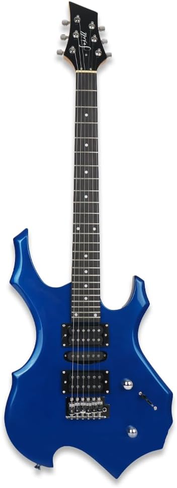 Fojill 39 Inch Electric Guitar Solid Body Maple Neck Rosewood Fretboard With Gig Bag Strap Cable(FCG-50, Metallic Black)