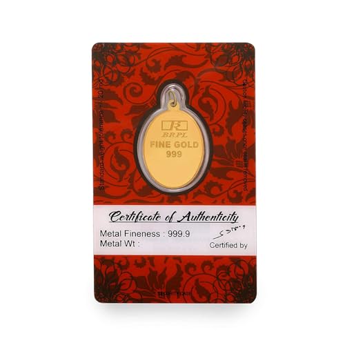 Image of Bangalore Refinery 24k (999) Purity 5gm Yellow Gold Lakshmi Oval Pendant (without hook)