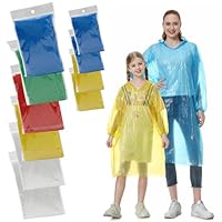 Habaylin Rain Poncho, 10 Pack Poncho Waterproof for Adult Kids, Clear Disposable Family Pack Emergency Raincoats for Women Men for Festivals, Camping, Theme Parks