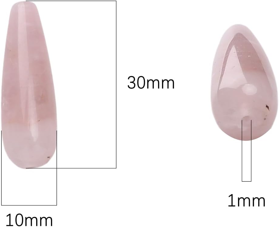 Natural Rose Quartz Teardrop Stone Beads 10x30mm 12pcs Dangle Earring Charm for DIY Jewelry Making - Image 3